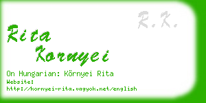 rita kornyei business card