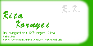 rita kornyei business card